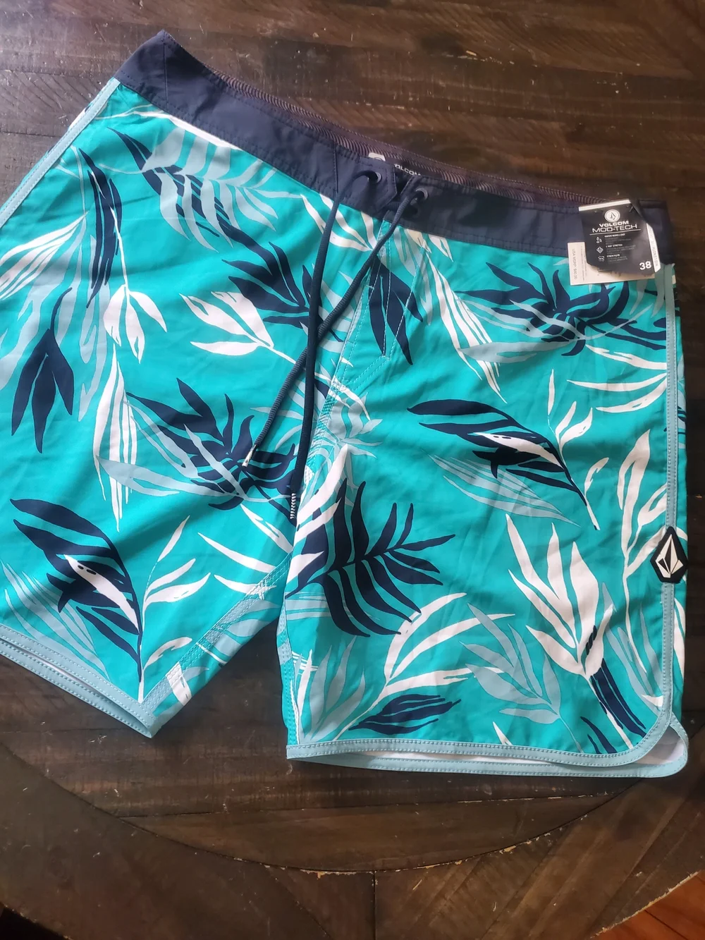 Volcom Teal Tropical Leaf Board Shorts